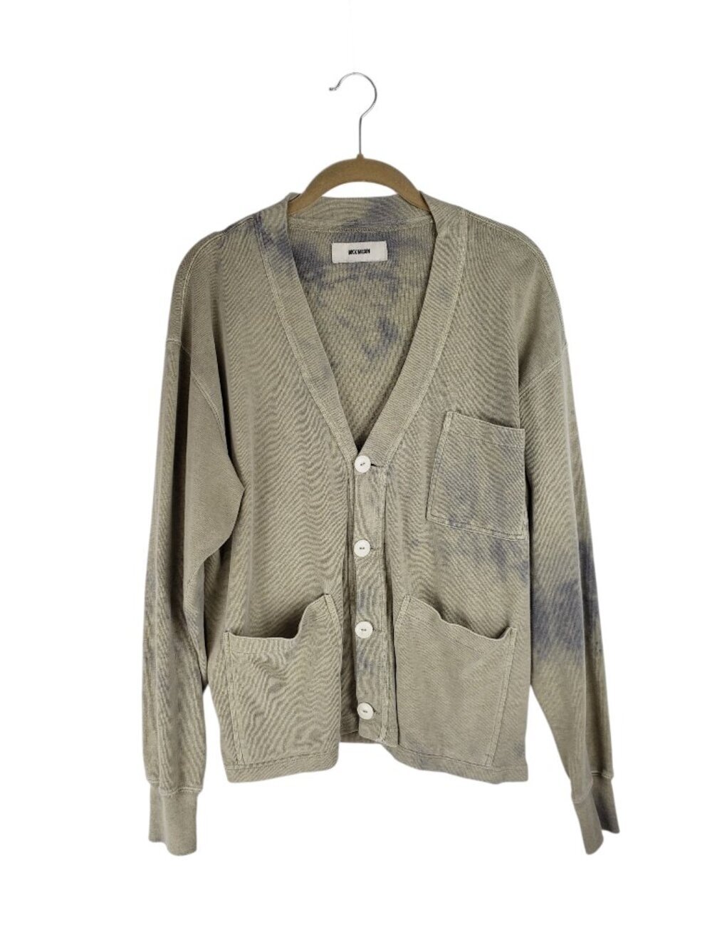 Buck Mason Cotton Cardigan 3-Pocket V-Neck Neutral Dyed Womens Medium